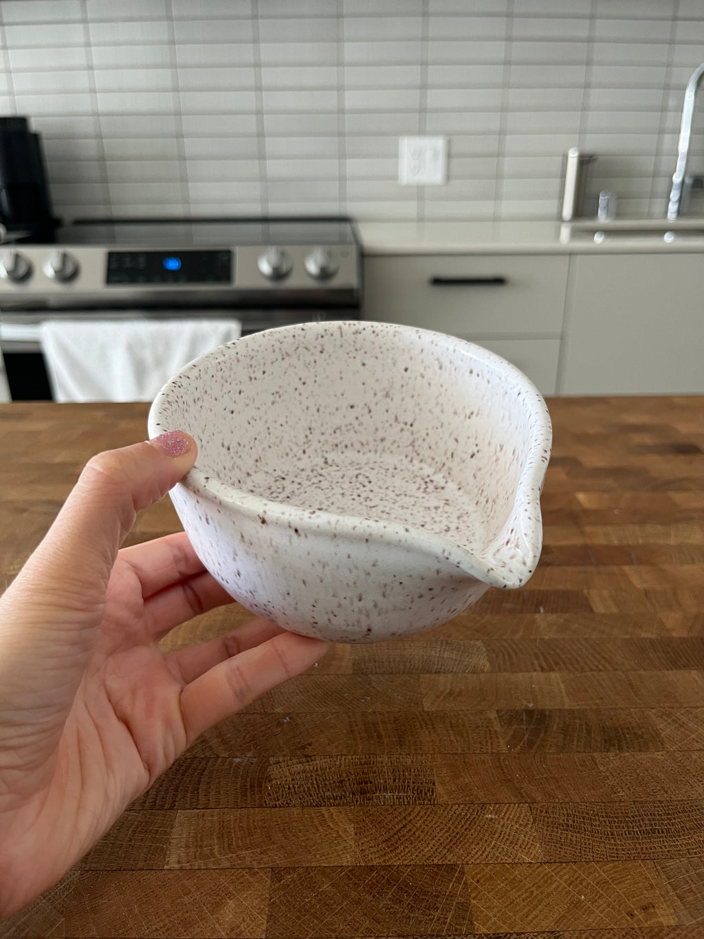 White Speckled Matcha Bowl II