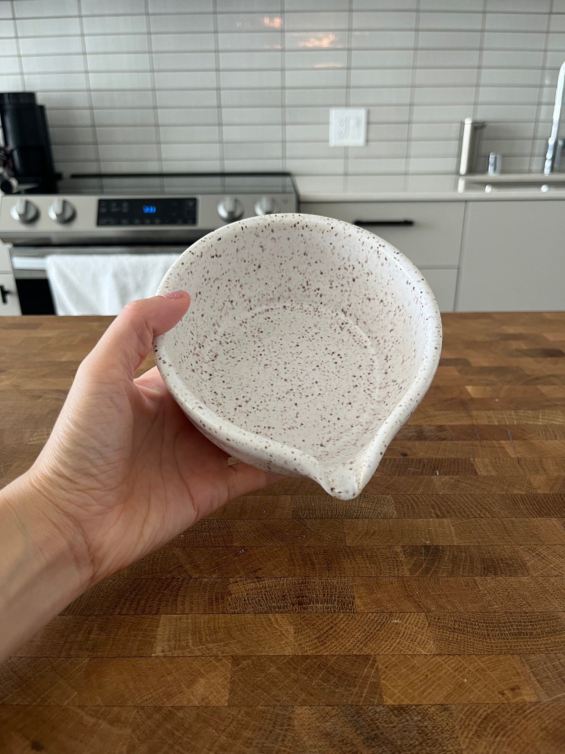 White Speckled Matcha Bowl